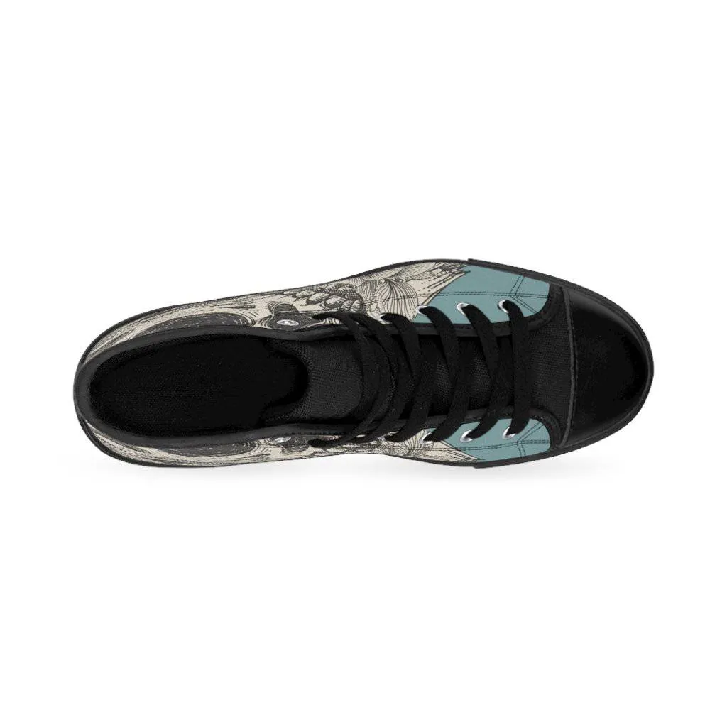 Skulls with flora ornament and engraving concept Women's High-top Sneakers