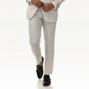 Slim Fit Trousers Grey With Black Pinstripes