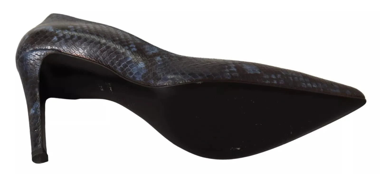 Sofia Black Snake Skin Leather Stiletto High Heels Pumps Shoes