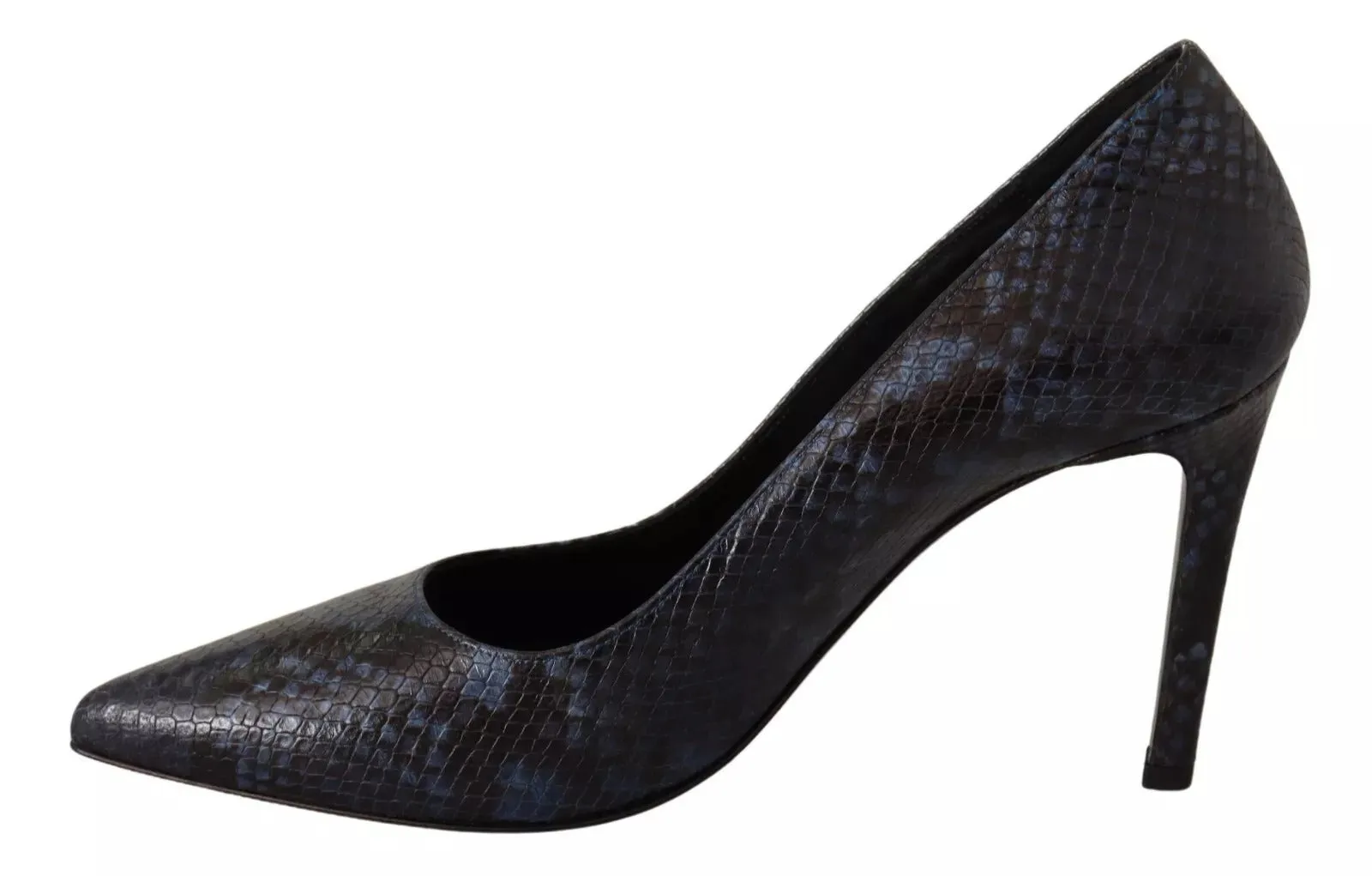Sofia Black Snake Skin Leather Stiletto High Heels Pumps Shoes