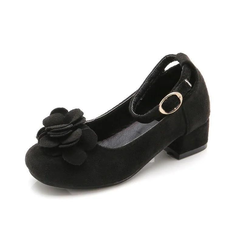Spring  Autumn Flower Princess Shoes Small High-heeled Children's Shoes Girls Leather Shoes Dance Shoes Children's Large Children's Single Shoes