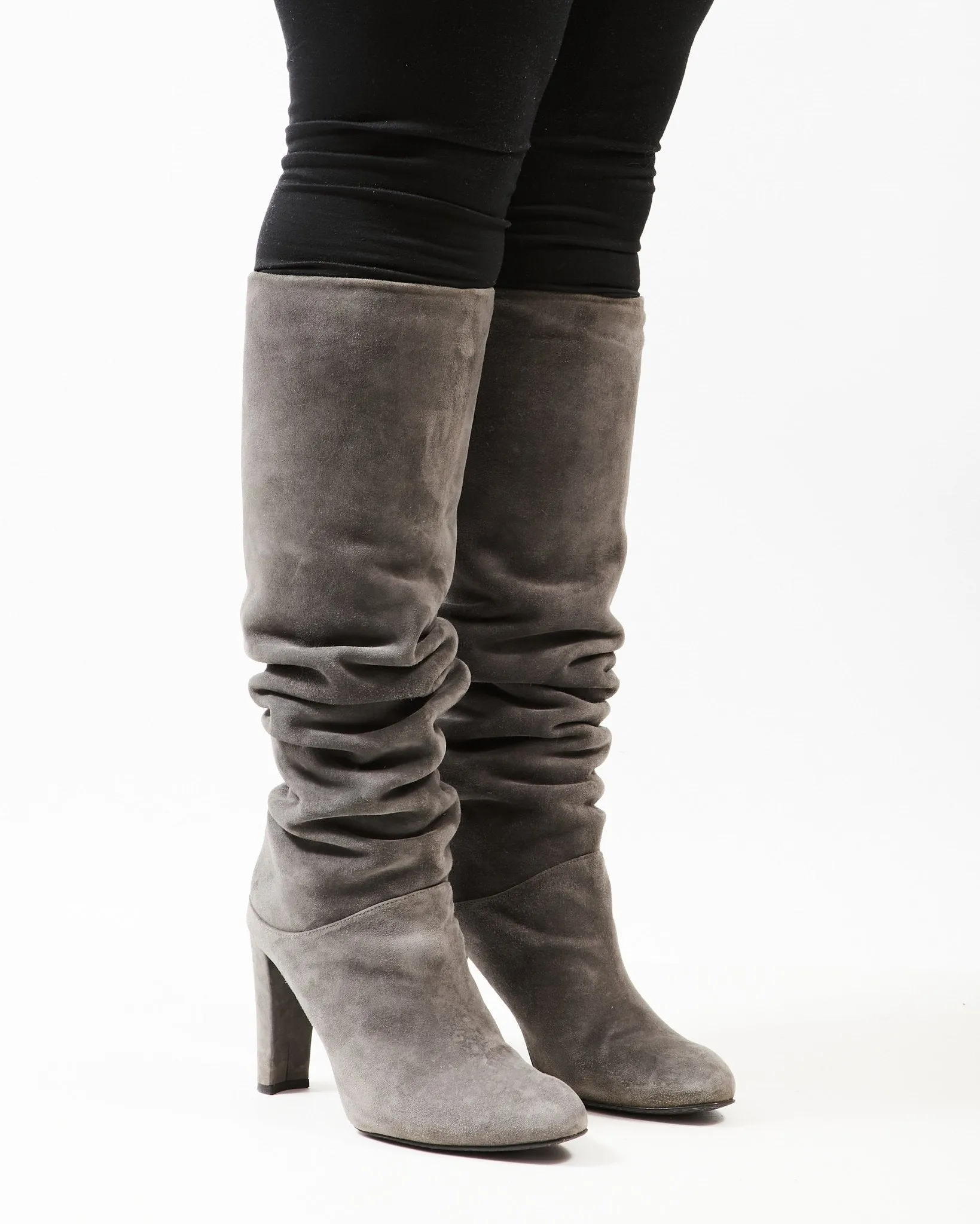 Stuart Weitzman Grey Suede High Heel Boots - 8.5