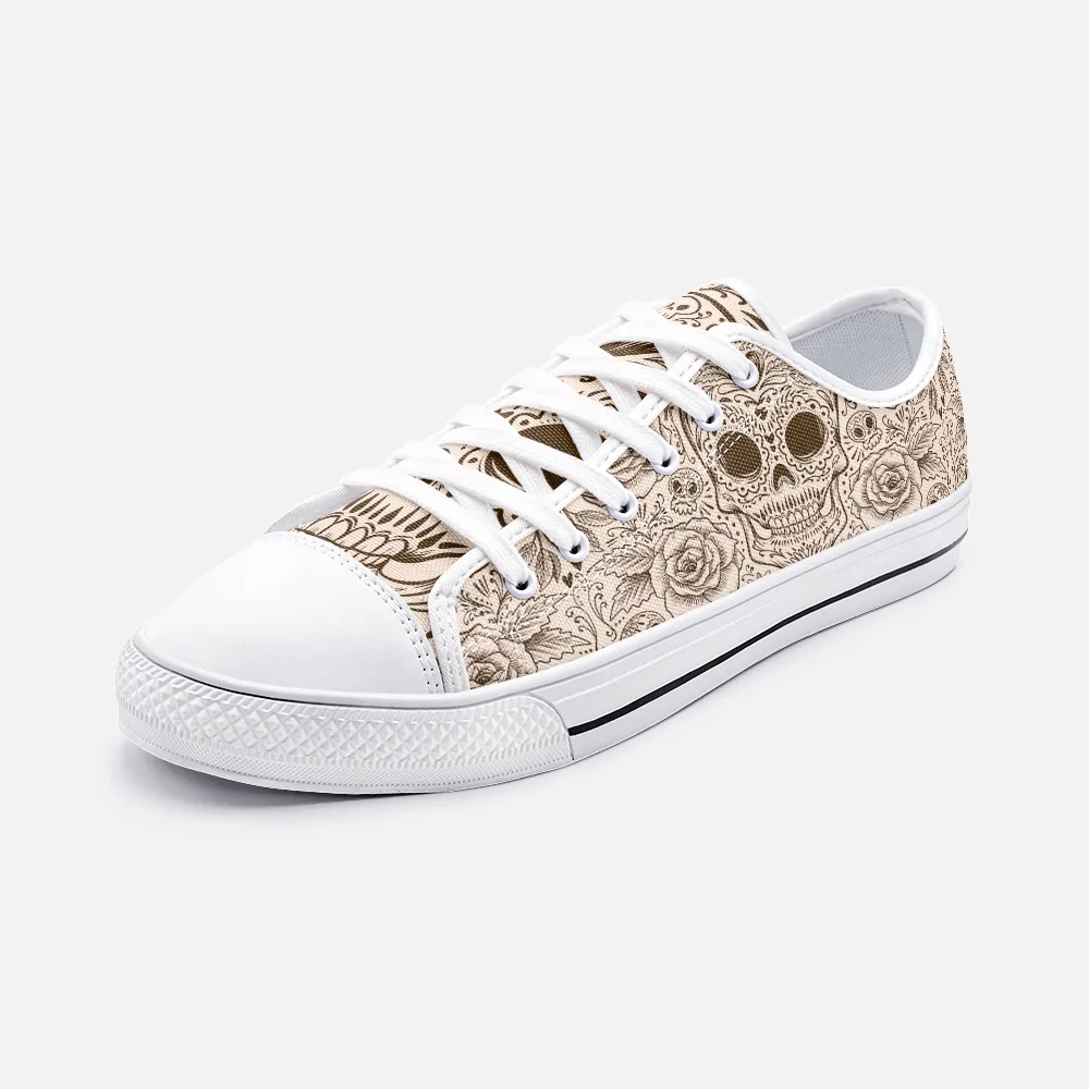 Sugar Skull rose Unisex Low Top Canvas Shoes