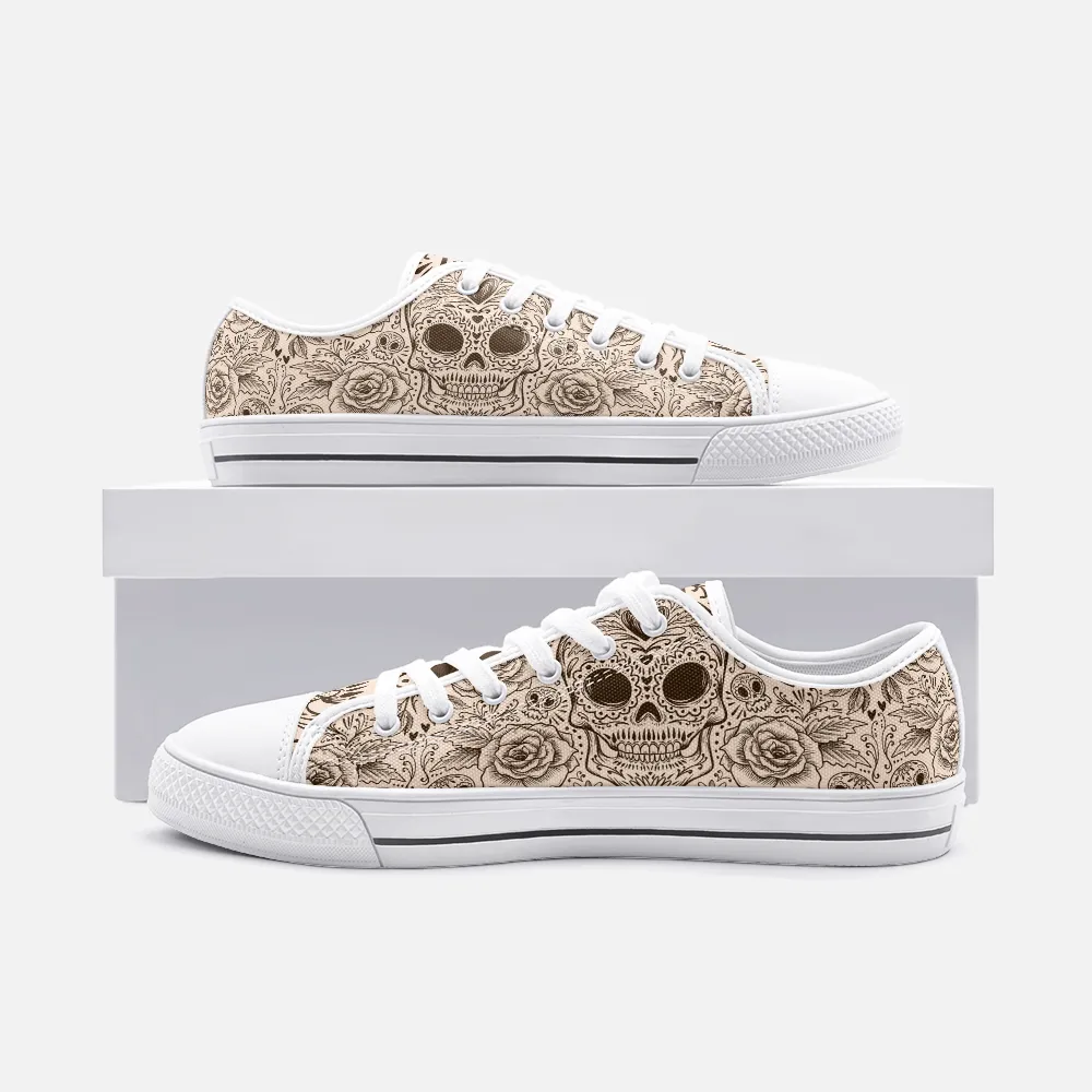 Sugar Skull rose Unisex Low Top Canvas Shoes