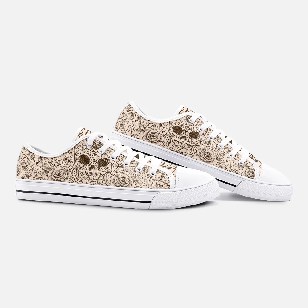 Sugar Skull rose Unisex Low Top Canvas Shoes