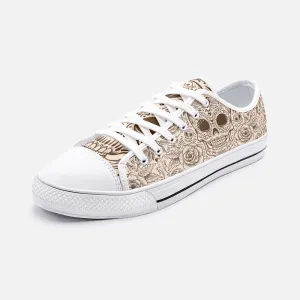 Sugar Skull rose Unisex Low Top Canvas Shoes