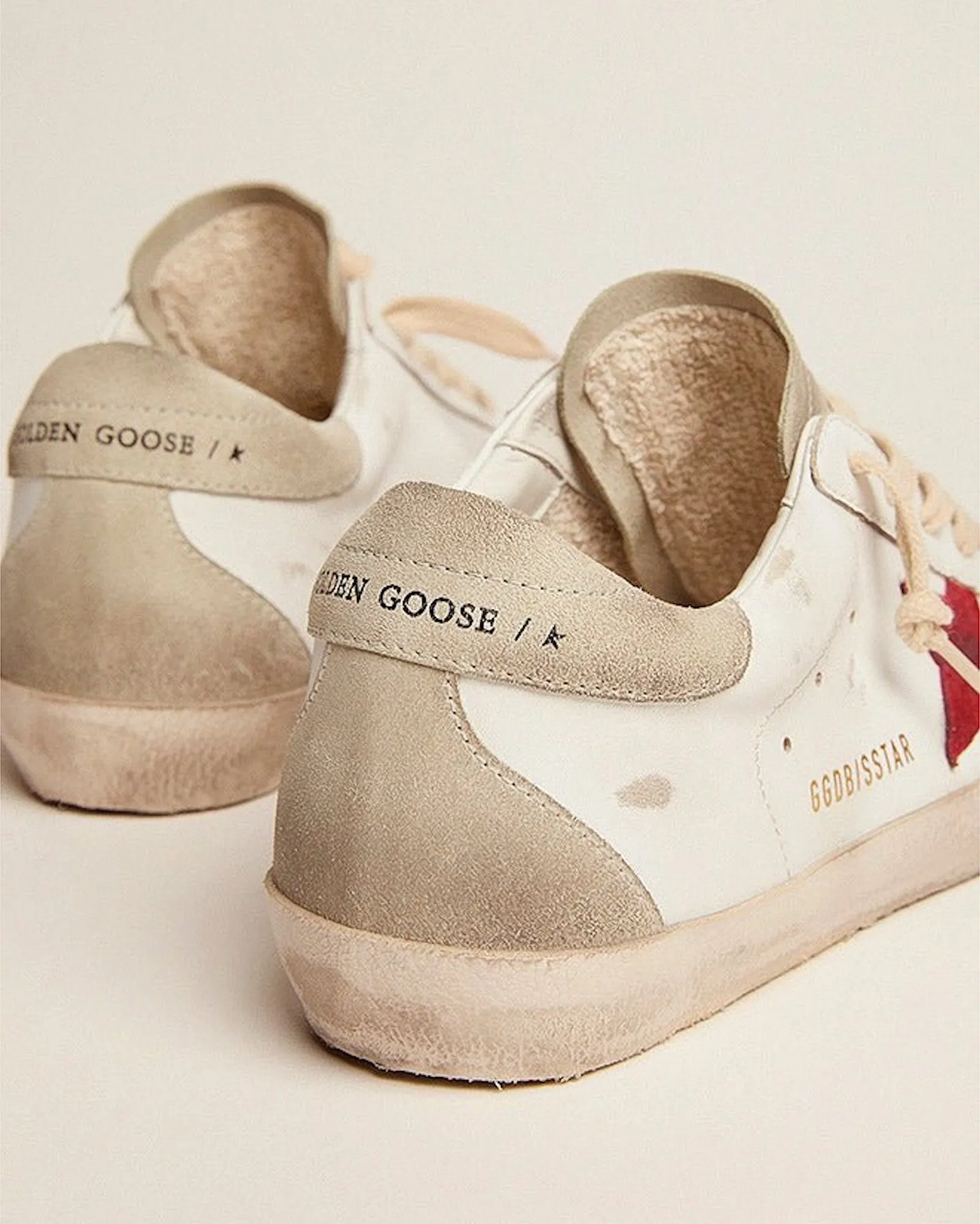 super-star suede star spur and heel - white/ice/red