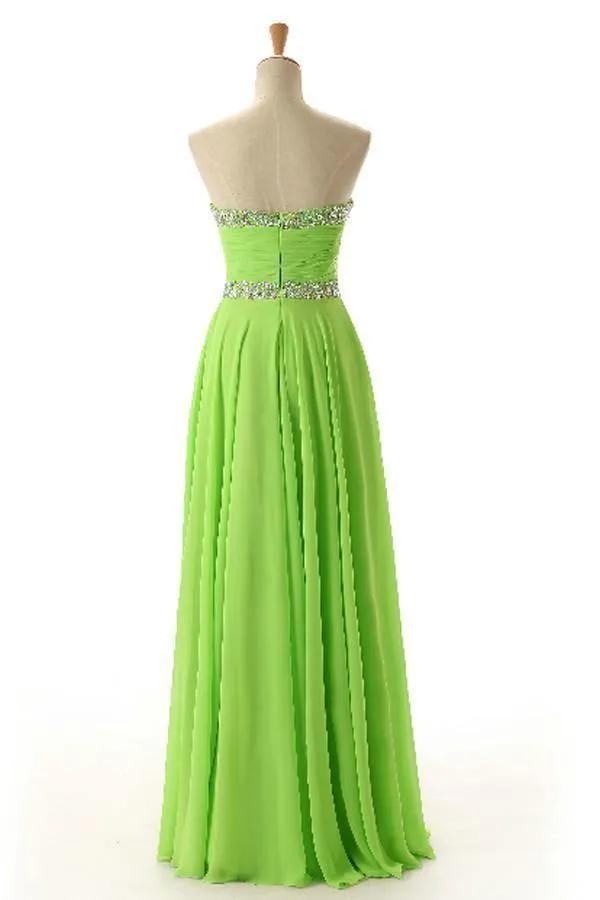 Sweetheart  Sleeveless Backless Chiffon Green Bridesmaid Dress  PG 243
