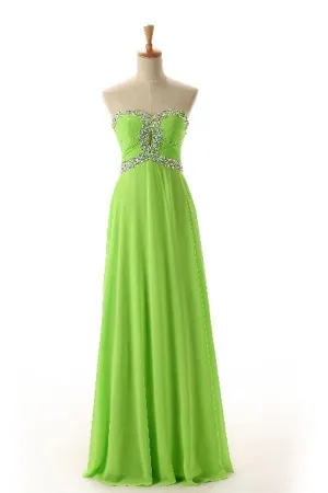 Sweetheart  Sleeveless Backless Chiffon Green Bridesmaid Dress  PG 243