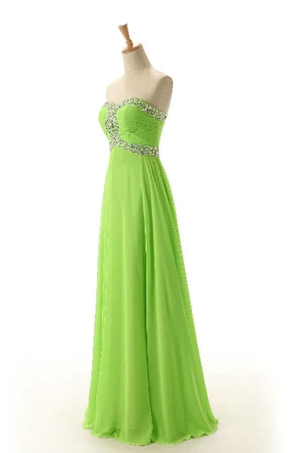 Sweetheart  Sleeveless Backless Chiffon Green Bridesmaid Dress  PG 243