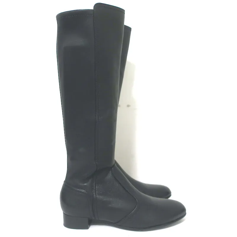 Tory Burch Knee High Flat Boots Black Leather Size 8