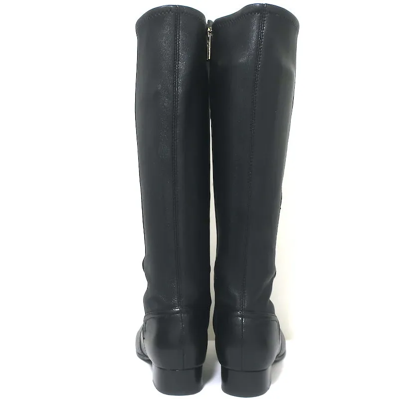 Tory Burch Knee High Flat Boots Black Leather Size 8