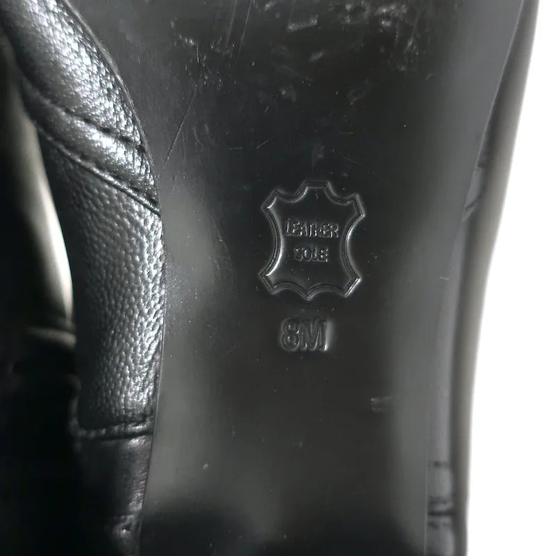 Tory Burch Knee High Flat Boots Black Leather Size 8