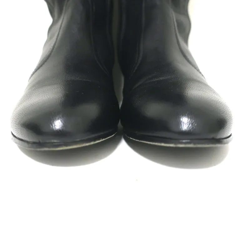 Tory Burch Knee High Flat Boots Black Leather Size 8