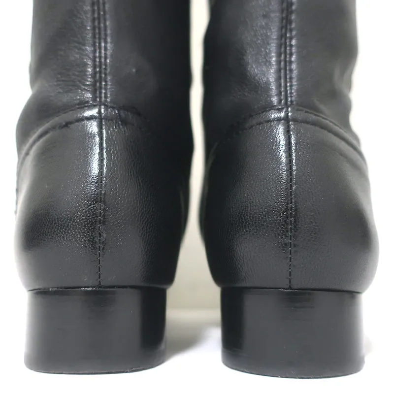 Tory Burch Knee High Flat Boots Black Leather Size 8