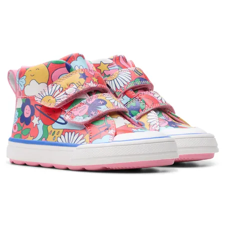 UK 6.5 Pink Flowers High Top Trainers