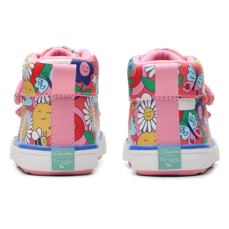 UK 6.5 Pink Flowers High Top Trainers