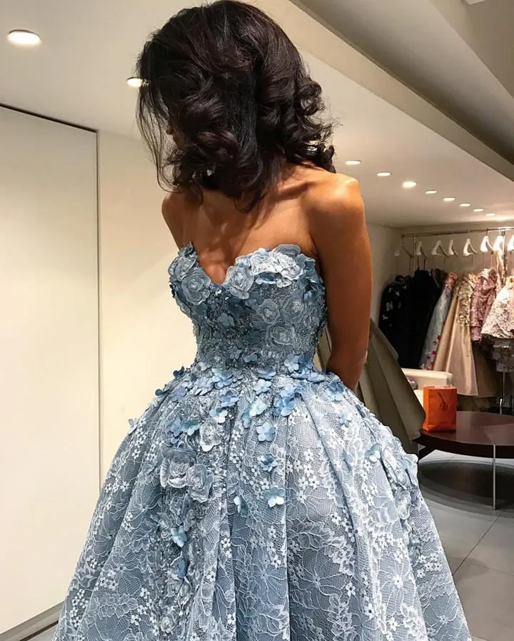 Unique Lace Sweetheart High Low Ball Gown Prom Dress For Teens Graduation Dress OK675