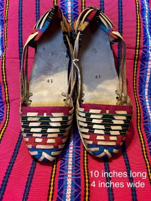 US 9.5/10 WIDE FIT-Handmade Colorful Leather Huarachas- Huarachas de Multicolores Elaboradas a mano