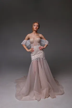 V0123, Bohemian Wedding Dress, Open Back Wedding Dressress