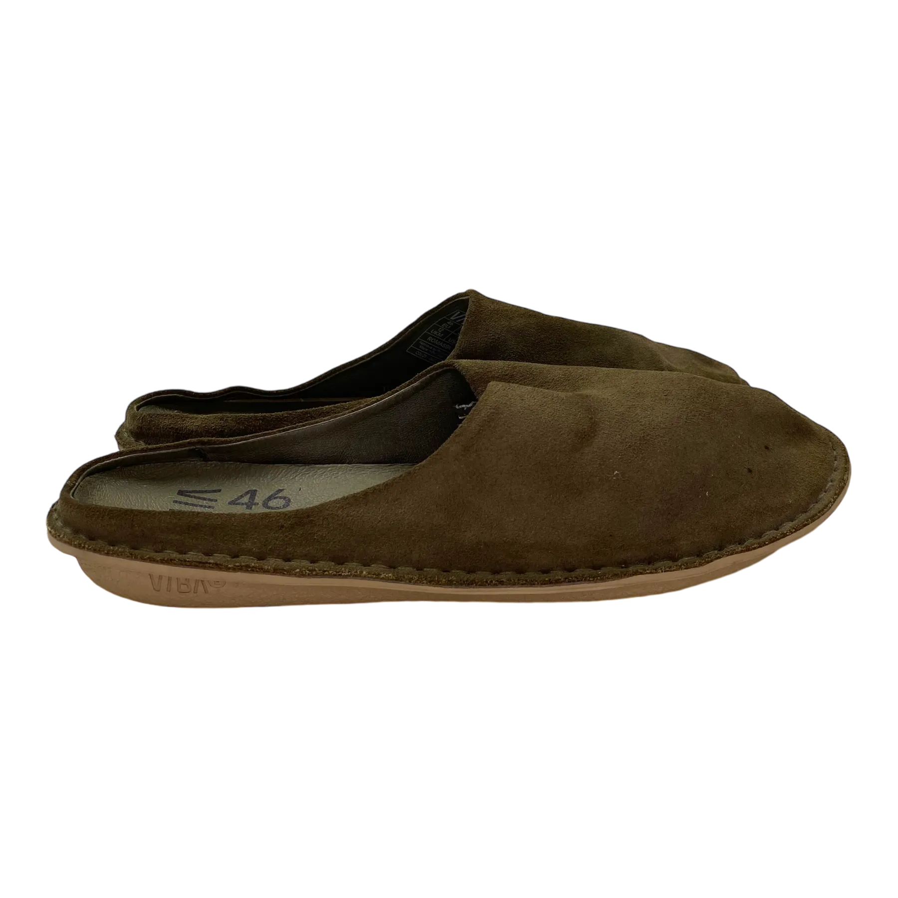 VIBAe Roma suede slippers, olive | 46