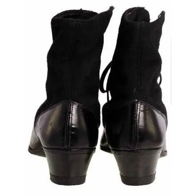Vintage Black Wool & Leather Lace Up Boots 1910s NIB#9 Womens Sz 8 S S & Co