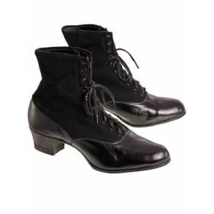 Vintage Black Wool & Leather Lace Up Boots 1910s NIB#9 Womens Sz 8 S S & Co