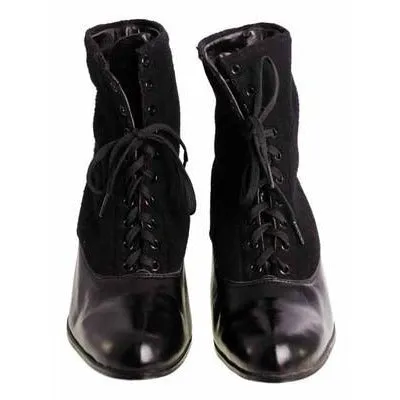 Vintage Black Wool & Leather Lace Up Boots 1910s NIB#9 Womens Sz 8 S S & Co