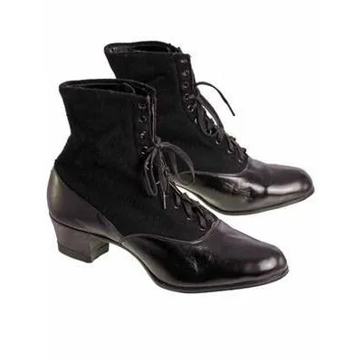 Vintage Black Wool & Leather Lace Up Boots 1910s NIB#9 Womens Sz 8 S S & Co