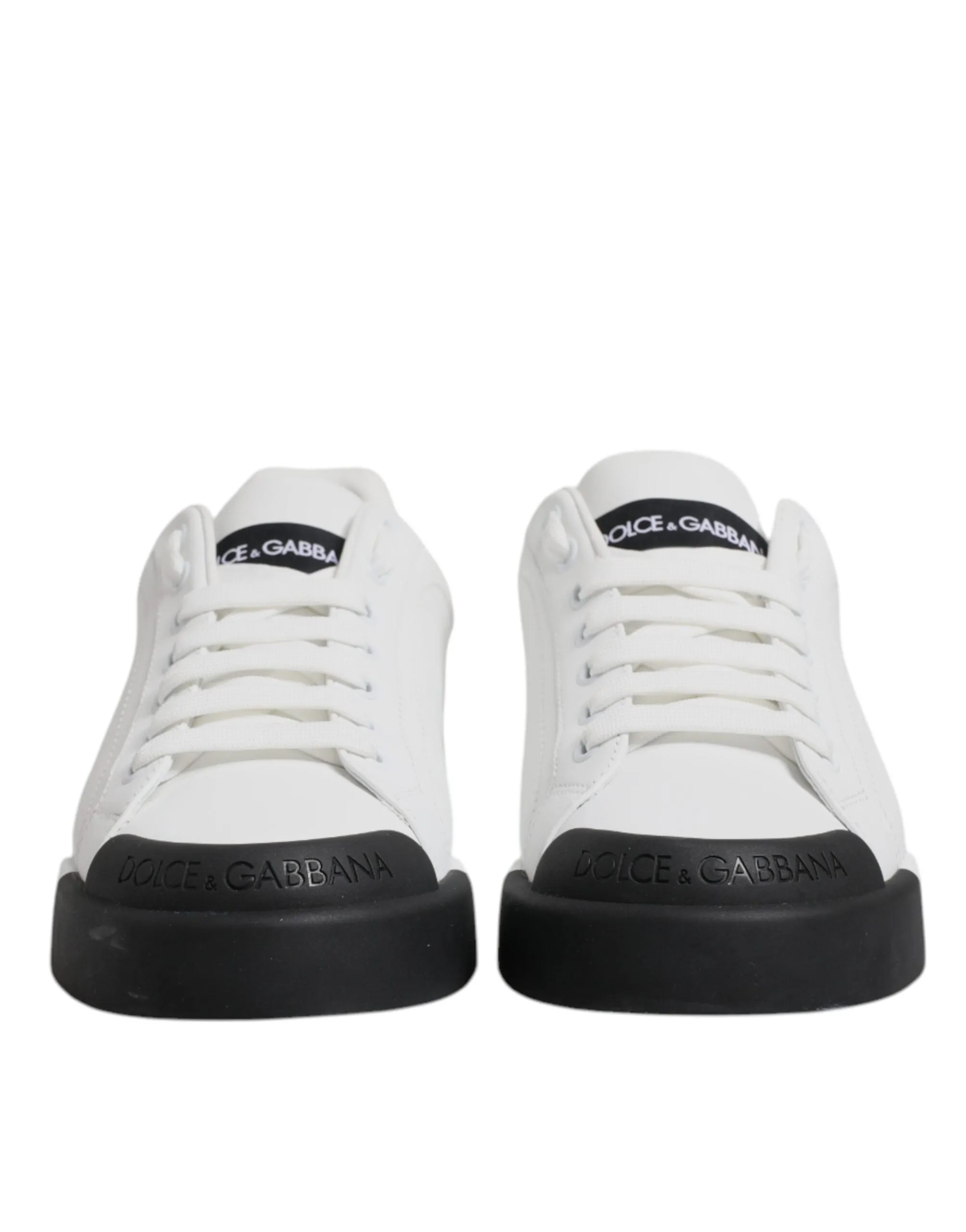 White Black Leather Low Top Sneakers Shoes
