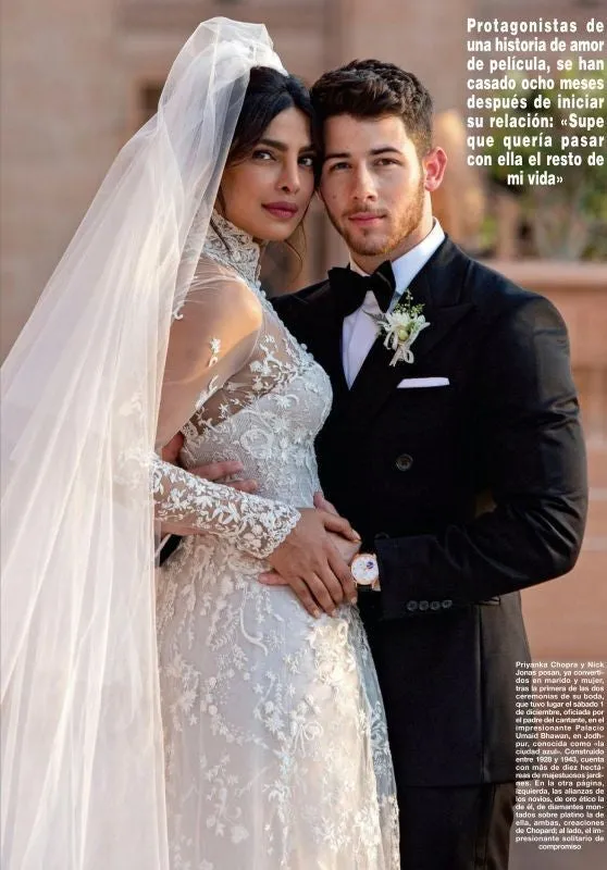 White Priyanka Chopra Lace Long Sleeves High Neck Wedding Dress Celebrity Sheer Bridal Dress For Sale Online