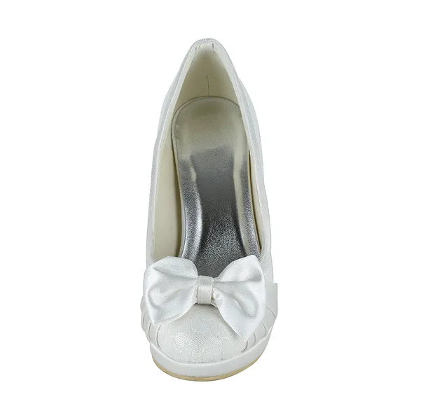 Women's Satin Stiletto Heel Closed Toe Pumps With Rhinestone, L594