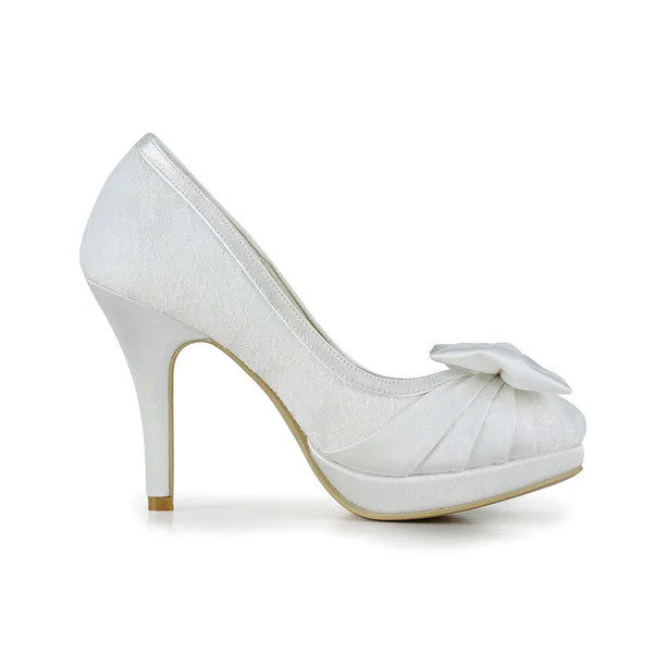 Women's Satin Stiletto Heel Closed Toe Pumps With Rhinestone, L594