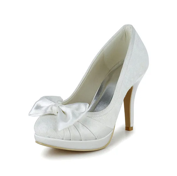Women's Satin Stiletto Heel Closed Toe Pumps With Rhinestone, L594