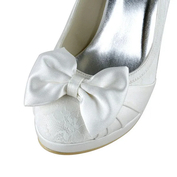 Women's Satin Stiletto Heel Closed Toe Pumps With Rhinestone, L594