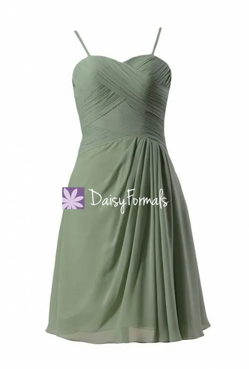 Xanadu Short Chiffon Bridesmaid Dress Prom Dress W/Spaghetti Straps(BM732AS)