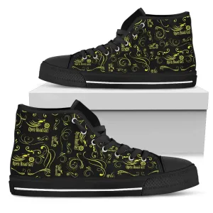 Yellow Scatter Design Open Road Girl Canvas Women's High Top Custom Shoes